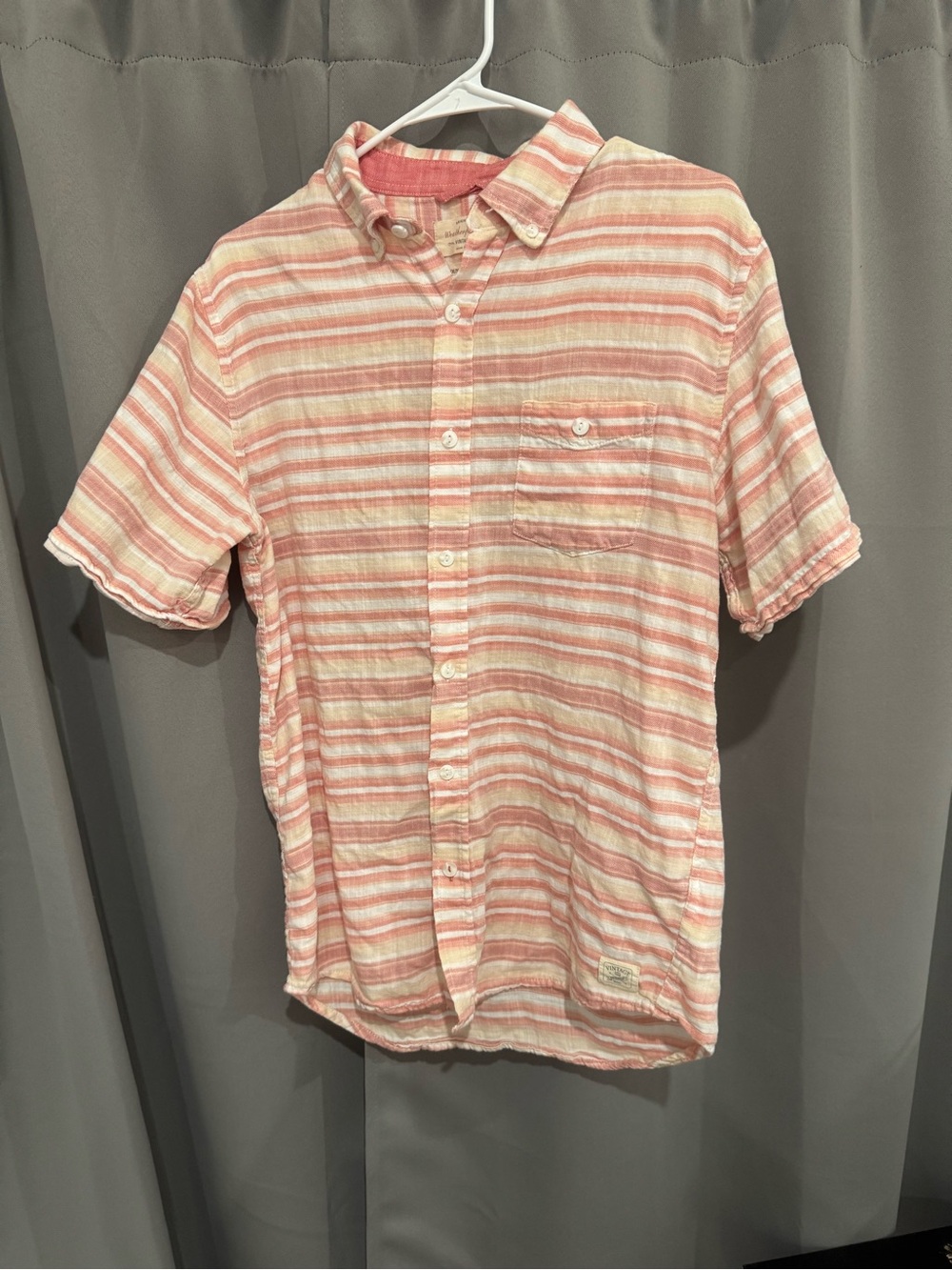 Men's Vintage Weatherproof country twill striped button up short sleeve